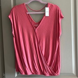 NWT LOFT Knit Coral Top L